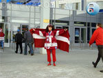 Флаг Латвии на Чемпионате мира по хоккею с шайбой 2007 в Москве