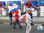 с флагами России - на мачт чемпионата мира по хоккею